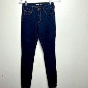 Old Navy mid rise dark blue super skinny rockstar jeans size00